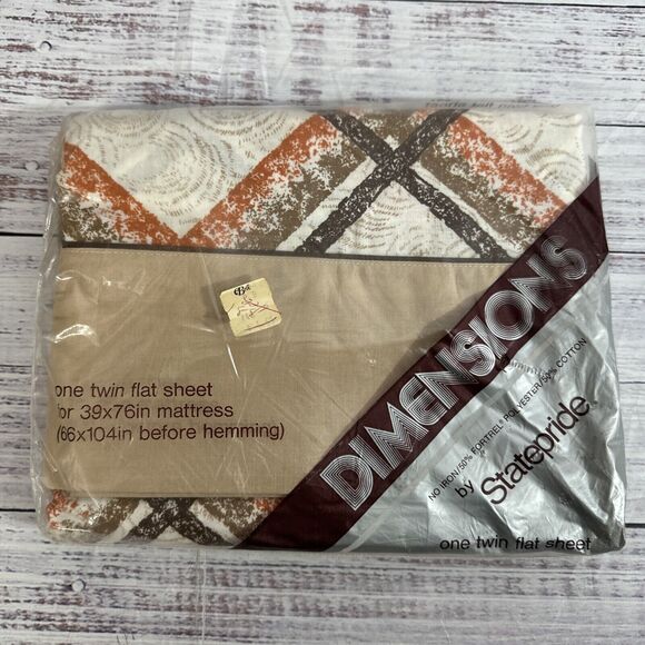 Vintage Dimensions by Statepride One Twin Flat Sheet Orange Brown No Iron 39x76 - Picture 1 of 5